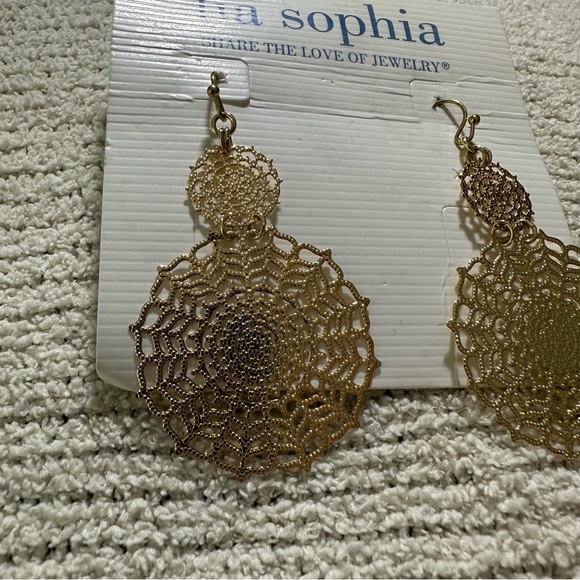 Lia Sophia gold web earrings - Picture 1 of 3